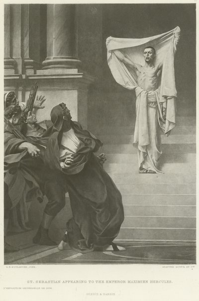 Svatý Sebastián se zjevuje císaři Maximienovi Herculesovi (hlubotisk) od Gustave Clarence Rodolphe Boulanger