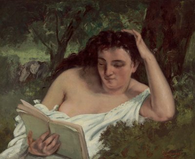 Mladá žena čtení od Gustave Courbet