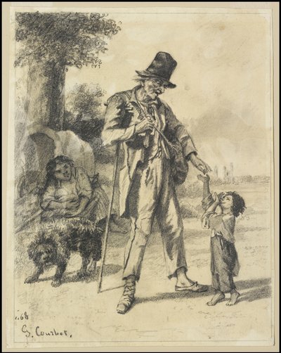Almužna od žebráka v Ornans, 1868 od Gustave Courbet