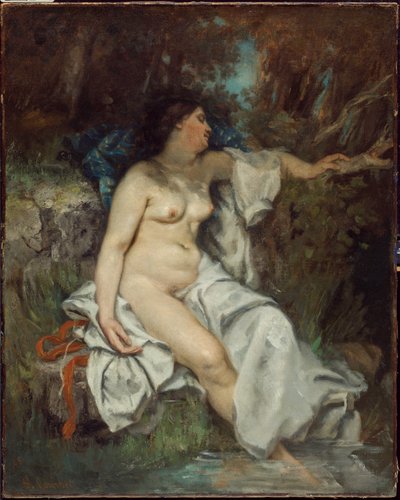 Koupající se spící u potoka od Gustave Courbet