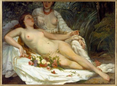Bathers říká dvě nahé ženy. Obraz Gustava Courbeta (1819-1877) od Gustave Courbet