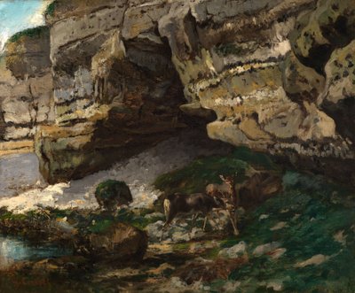 Skalnatá krajina s jeleny od Gustave Courbet