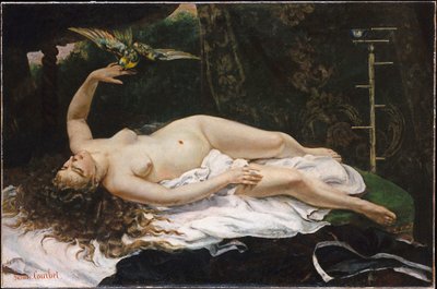 Francouzština:  La Femme au perroquet Žena s papouškem od Gustave Courbet