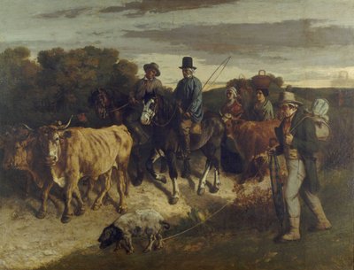 Francouzština:  Les Paysans de Flagey revenant de la foire Sedláci z Flagey se vrátili z jarmarku. od Gustave Courbet