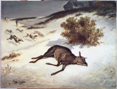 Hind Forced Down in the Snow, 1866 od Gustave Courbet