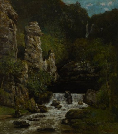 Krajina s vodopádem od Gustave Courbet