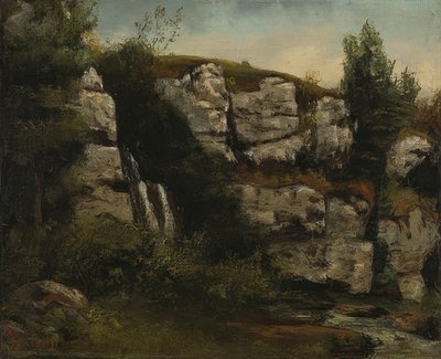 Krajina se skalami a vodopádem. 1872 od Gustave Courbet