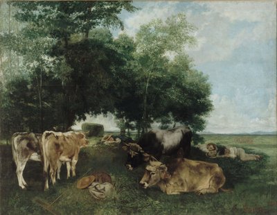 Nap během Haying Season, Doubs Mountains od Gustave Courbet