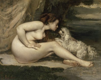 Nahá žena se psem, 1861-1862 od Gustave Courbet