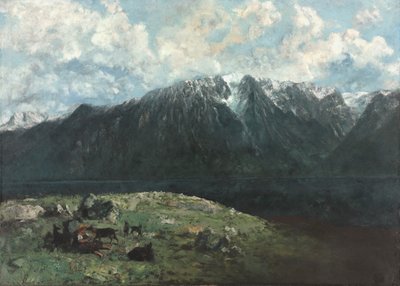Panoramatický výhled na Alpy, Les Dents du Midi od Gustave Courbet