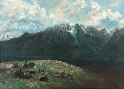 Panoramatický výhled na Alpy, Les Dents du Midi od Gustave Courbet