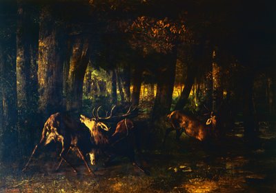 Jarní říje, bitva jelenů od Gustave Courbet