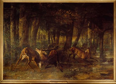Jarní říje, jelení souboj. Obraz Gustava Courbeta (1819-1877) od Gustave Courbet
