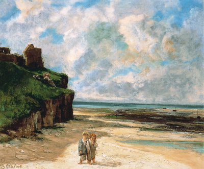 Pláž v Saint-Aubin-sur-Mer od Gustave Courbet
