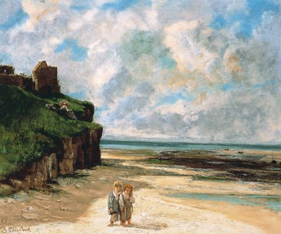 Pláž v Saint-Aubin-sur-Mer od Gustave Courbet