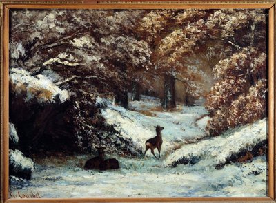 Dodávka jelena v zimě Obraz Gustava Courbeta (1819-1877) 1866 Ne. 0,54x0,72 m Lyon, Musee des Beaux Arts od Gustave Courbet