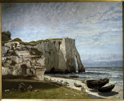 Pohled na útesy Etretatu po bouři, Normandie od Gustave Courbet