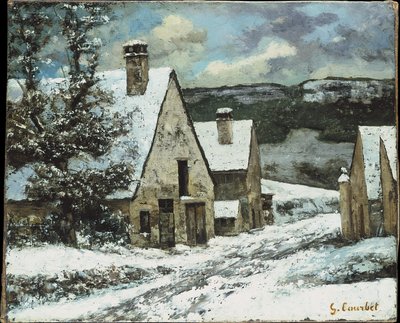 Okraj vesnice v zimě od Gustave Courbet