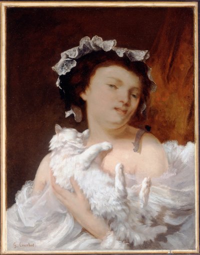 Žena s kočkou, 1864 od Gustave Courbet