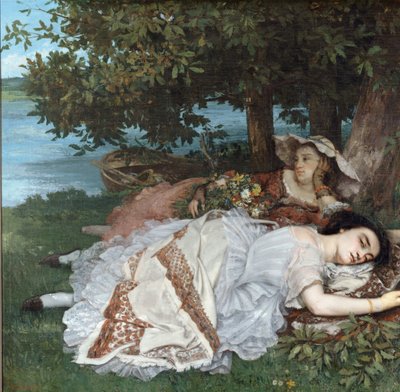 Mladé dámy na břehu Seiny od Gustave Courbet