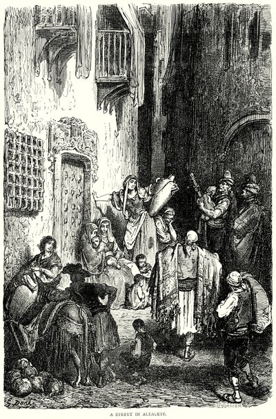 Ulice v Albacete (rytina) od Gustave Dore