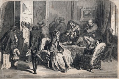Předpokoj zubaře. Kresba Gustava Dorea (1832-1883). Rytina v „Le Monde illustrious““ z roku 1862. Soukromá sbírka. od Gustave Dore