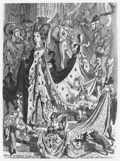 Královna, ilustrace z „Les Contes Drolatiques“ od Honore de Balzac (1799-1850) od Gustave Dore