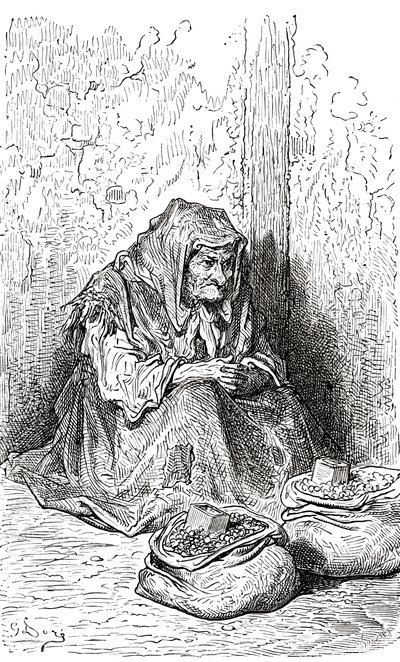 Podle skici staré Španělky od Gustava Doreho. Z knihy Život a vzpomínky Gustava Doreho, vydané v roce 1885. od Gustave Dore