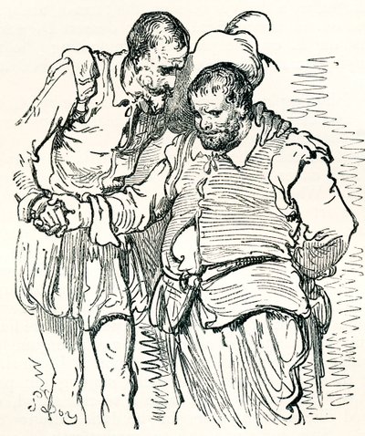 Podle originální kresby Dona Quijota a Sancho Panzy od Gustava Doreho. Z knihy Život a vzpomínky Gustava Doreho, vydané v roce 1885. od Gustave Dore