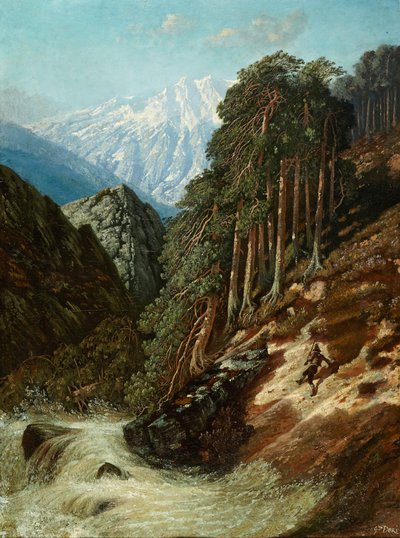 Alpská krajina s Beckem, po roce 1870 (olej na plátně) od Gustave Dore