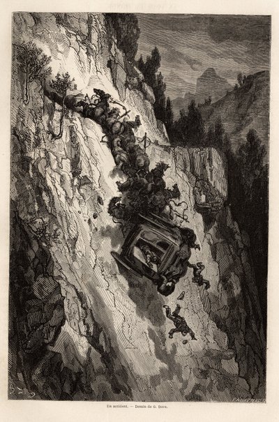 Náhoda pilnosti, kresba Gustava Dorea (1832-1883), pro ilustraci jeho cesty do Španělska s C. Davillierem v roce 1862. Rytina v „“ Le tour du monde “, editoval Edouard Charton od Gustave Dore