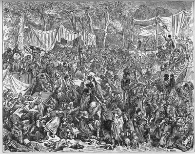 Příjezd Don Quijote na svatbu Camache - z „Don Quijote de la Mancha“ od Miguela Cervantese (1547-1616) (Don Quijote) - Dřevoryt podle kresby Gustava Dore od Gustave Dore