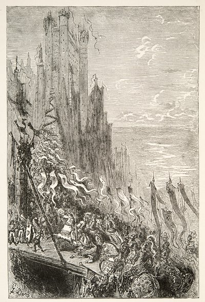 Ve městě hraběnky z fontány, z Příběhů dnů krále Artuše od Charlese Henryho Hansona, pub.1898 od Gustave Dore