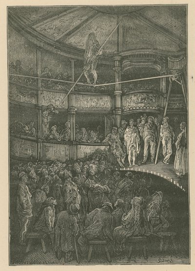 Blondin v Shoreditch, Londýn (rytina) od Gustave Dore