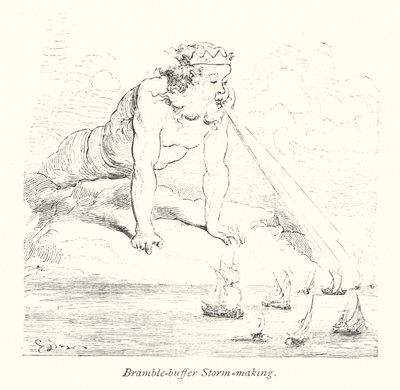 Bramble Buffer Storm Making (gravírování) od Gustave Dore