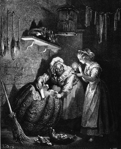 Popelka: ilustrace Gustava Doré - v „Les Contes“ od Charlese Perraulta. od Gustave Dore