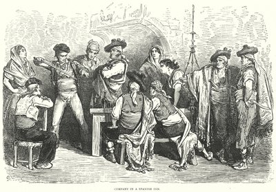 Společnost ve španělském hostinci (rytina) od Gustave Dore