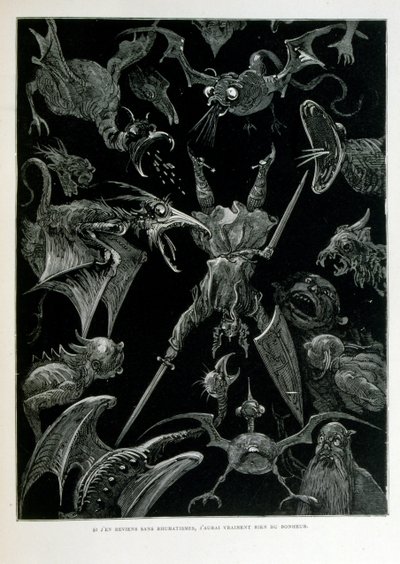 Croque-Mitaine; 1863 ilustrace, Gustave Dore (1832 – 1883); Francouzský výtvarník, grafik, ilustrátor. Croque-Mitaine (Bogeyman) zlomyslná postava představená dětem, aby je vyděsila, a tak je učinila moudřejšími. od Gustave Dore