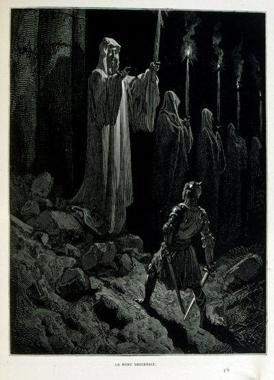 Croque-Mitaine; 1863 ilustrace, Gustave Dore (1832 – 1883); Francouzský výtvarník, grafik, ilustrátor. Croque-Mitaine (Bogeyman) zlomyslná postava představená dětem, aby je vyděsila, a tak je učinila moudřejšími. od Gustave Dore