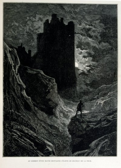 Croque-Mitaine; 1863 ilustrace, Gustave Dore (1832 – 1883); Francouzský výtvarník, grafik, ilustrátor. Croque-Mitaine (Bogeyman) zlomyslná postava představená dětem, aby je vyděsila, a tak je učinila moudřejšími. od Gustave Dore