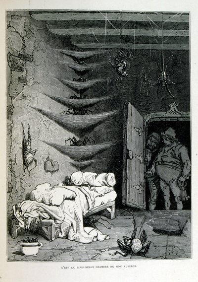 Croque-Mitaine; 1863 ilustrace, Gustave Dore (1832 – 1883); Francouzský výtvarník, grafik, ilustrátor. Croque-Mitaine (Bogeyman) zlomyslná postava představená dětem, aby je vyděsila, a tak je učinila moudřejšími. od Gustave Dore