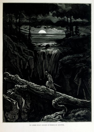Croque-Mitaine; 1863 ilustrace, Gustave Dore (1832 – 1883); Francouzský výtvarník, grafik, ilustrátor. Croque-Mitaine (Bogeyman) zlomyslná postava představená dětem, aby je vyděsila, a tak je učinila moudřejšími. od Gustave Dore