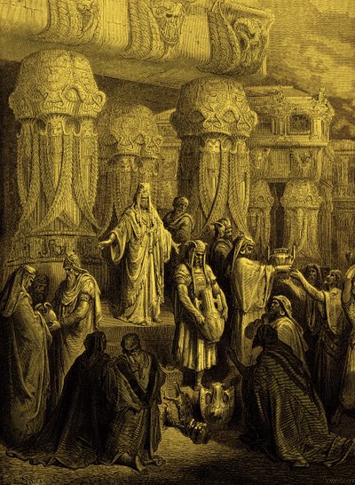 Cyrus obnoví nádoby do chrámu. - Bible od Gustave Dore