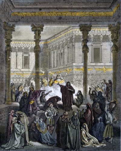 Daniel matoucí kněze Baala - Daniel matoucí kněze Bela - - rytina do „“The Bible illustree““ od Gustava Dore (1832-1883) - Rytina z „“The Dore Bible““ od Gustave Dore