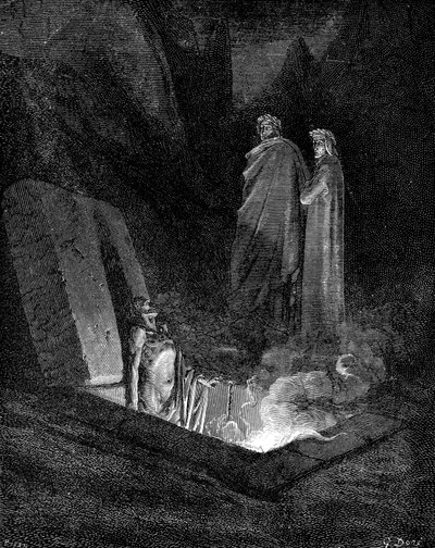 Dante a Virgil při pohledu do pekla, 1863. od Gustave Dore