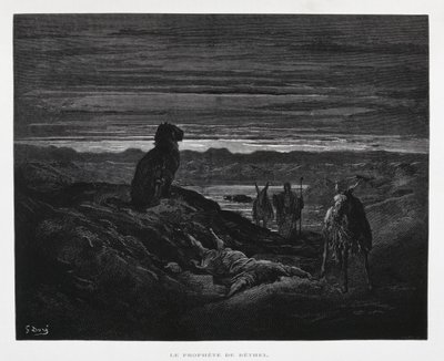Smrt proroka z Bét-elu, ilustrace z Doreho bible od Gustave Dore