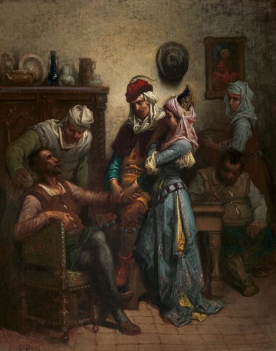 Don Quijote a Sancho Panza baví Basil a Quiteria, od Gustave Dore