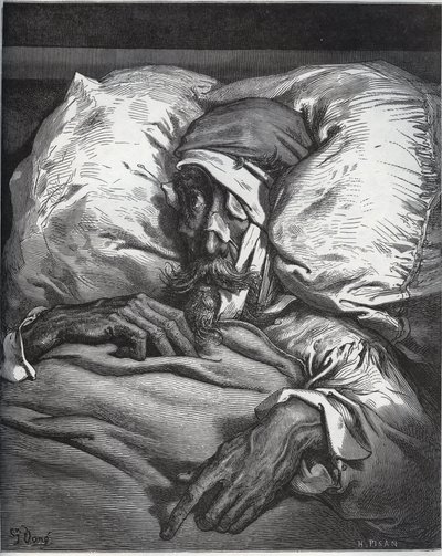 Don Quijote zraněný - z „Don Quijote de la Mancha“ od Miguela Cervantese (1547-1616) (Don Quijote) - dřevořez podle kresby Gustava Dore od Gustave Dore