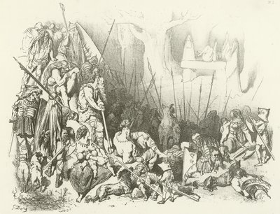 Uctívání druidů – lidská oběť (hlubotisk) od Gustave Dore