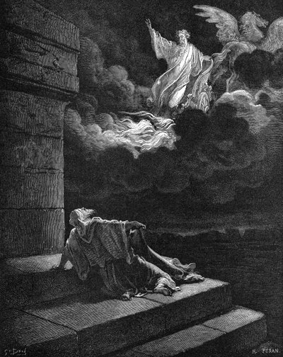 Eliášův výstup v ohnivém voze od Gustave Dore
